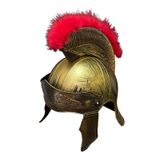 Fantasia Capacete Gladiador Plumas Dourado Soldado Romano