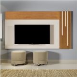 Painel Valencia Com Led Cascata Para Tv De Ate 75 Polegadas  Naturalle/off White