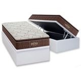 Cama Box Baú Solteiro: Colchão Guarda Costas Extra Firme + Base Crc Courano White(88x188)