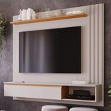 Painel Para Tv Até 60&#39;&#39; 100%mdf C/ 1 Porta E Nicho Panama Plus Permobili Off White/nature Off White