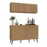 Kit Bar Armário Aéreo E Aparador 4 Portas Retrô Multimóveis Mp1086 Rustic/preto Rustic/preto