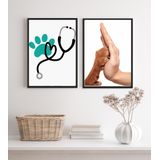 Kit 2 Quadros Decorativos Para Clinica Veterinária 45x34cm