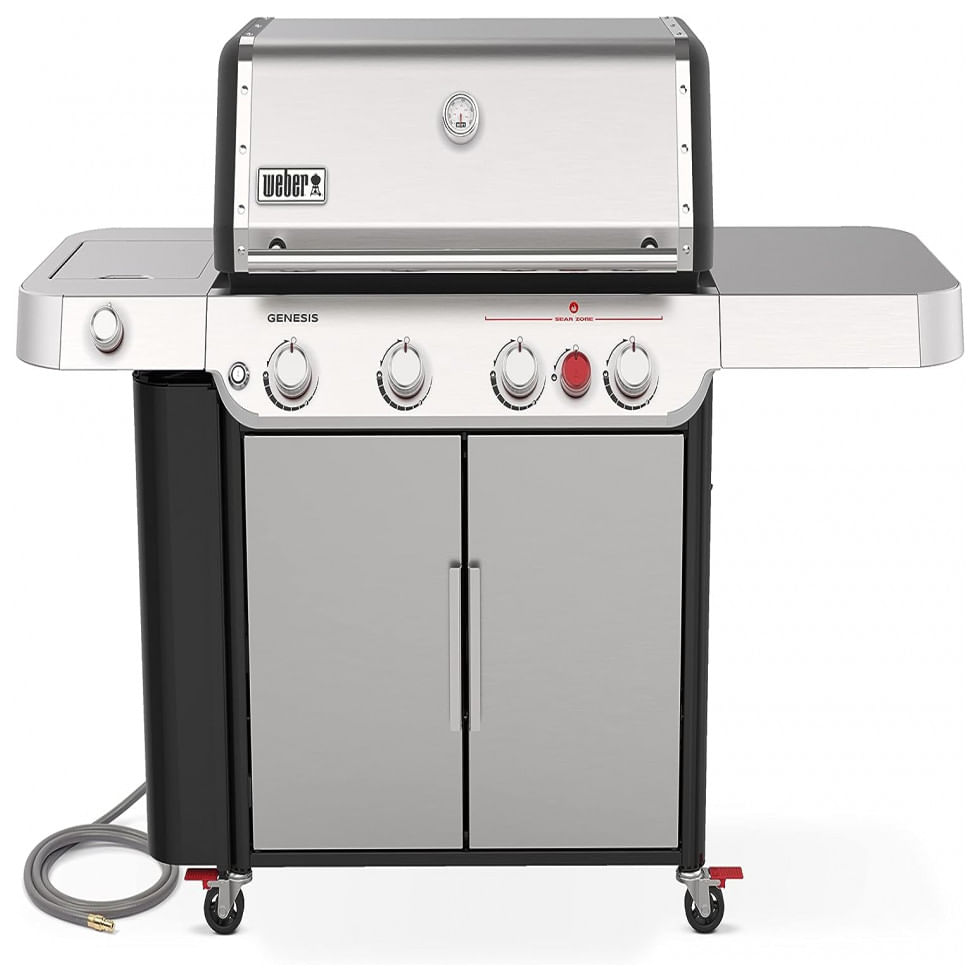 Churrasqueira A Gas Natural Com 5 Queimadores E Mesas Laterais, Weber Genesis S 435, Prata