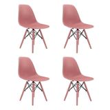 Conjunto 4 Cadeiras Eames Pp Opala Rosa Pés Em Polipropileno