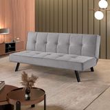 Sofa Cama Atlanta 2 Lugares 177cm Pe Talento Móveis Veludo Paris Prata