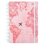 Caderno Inteligente By Gocase Mapa Mundi Rosa 80fls - Grande