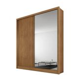 Guarda Roupa Solteiro Virtus Com Espelho Mdf 3 Gavetas Cumaru