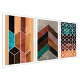 Quadros Chevron Com Moldura Premium 40x60 Kit 3 Peças Titulos 115-pbr