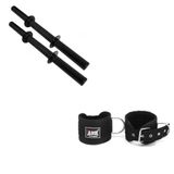 Kit Puxador Tornozeleira + Barra Halter 40 Cm Academia