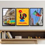 Kit 3 Quadros Decorativos Fotos Portugal 24x18cm - Com Vidro