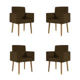 Kit 4 Poltronas Nina Decorativa Recepção Sala Oferta Courino Cor:courino Marrom