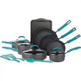 Conjunto De Panelas E Frigideiras Antiaderentes De Aco Anodizado, 15 Pecas, Rachael Ray 87671, Preto