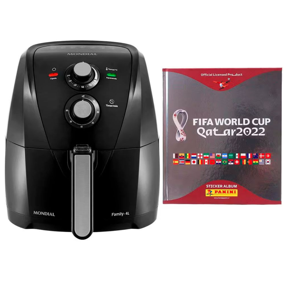 Fritadeira Elétrica Air Fryer Mondial Family Afn40fb 4l + Álbum Copa Do Mundo Qatar 2022 Edição Prata Capa Dura