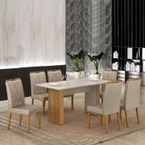 Conjunto Mesa Julia 160cm Com 6 Cadeiras Lara Cinamomo/off White/bege