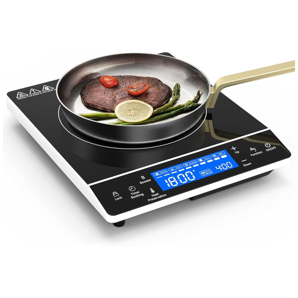 Cooktop De Indução Elétrico Com Grande Sensor Lcd, 9 Níveis De Temperatura, Trava De Segurança E Temporizador 4h, 110v 1800w, Vbgk, Preto