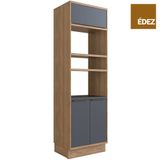 Torre Quente Cozinha Modular 100% Mdf Édez Uno, 3 Portas, Grafite E Louro Freijó