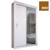 Guarda-roupa Solteiro Édez Aura, 1,2m 2 Portas De Correr, Espelho, Branco