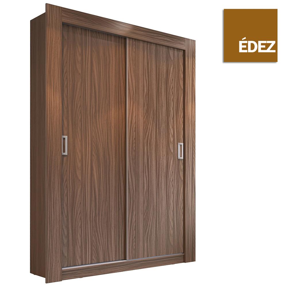 Guarda-Roupa Édez Solteiro Aura, 1,2m 2 Portas de Correr, Nogueira