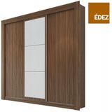 Guarda-roupa Casal 3 Portas De Correr Édez Slow 2m, Com Espelho, Touch Nogueira