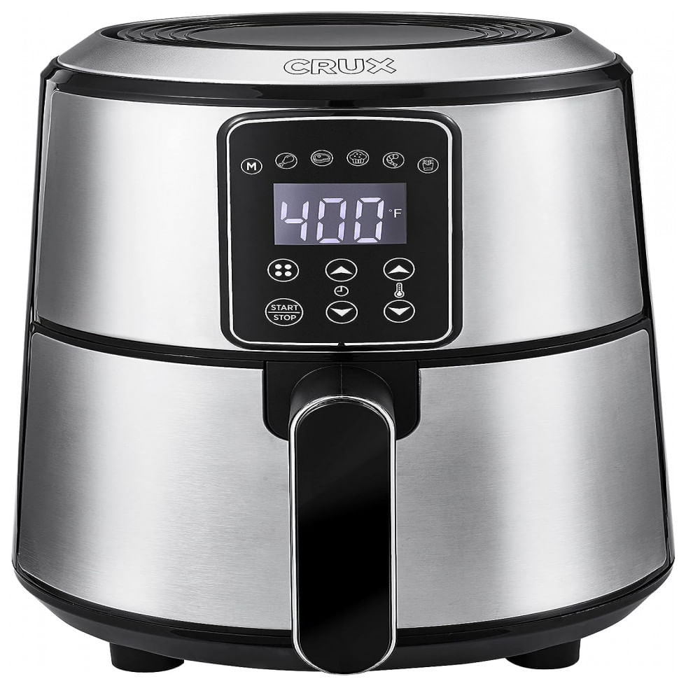 Fritadeira Eletrica Airfryer 3l De Capacidade E Painel De Controle Digital, 1200w, 110v, Crux 17282, Prateado