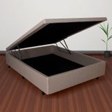 Base Box Baú Viúva Em Linho 120x203x42cm Bege