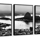 Kit 3 Quadros Decorativos Corcovado Rio De Janeiro Moldura 60x40 Vinil Colorido