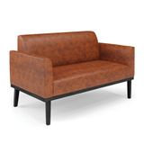 Sofá Namoradeira Com Poltrona Base De Madeira Fixa Preto Marisa Corano D03 - D\&#39;rossi Cor Nozes