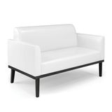 Sofá Namoradeira Com Poltrona Base De Madeira Fixa Preto Marisa Corano D03 - D\&#39;rossi Cor Branco