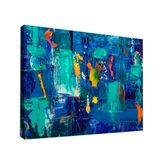 Quadro Decorativo Tinta Abstrato Azul