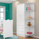 Guarda-roupa Infantil 2 Portas 3 Gavetas E Cantoneira Doce Sonho Branco Qmovi Branco