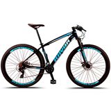 Bicicleta Bike Aro 29 Alumínio 21 Velocidades Shimano Suspensão Freio A Disco Cor: Azul Tam: 17&quot;