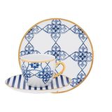 Kit Café Jogo Lanche Coup Lusitana Oxford Porcelana 8 Peças