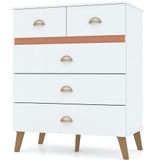 Cômoda Zabi 5 Gavetas - Casa Chick Branco/camarim