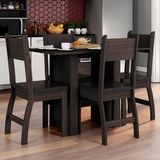 Conjunto Mesa 108x67,5cm 4 Cadeiras Milano Poliman Móveis Amêndoa/Preto