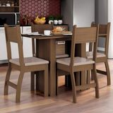 Conjunto Mesa com 4 Cadeiras Milano Poliman Carvalho/Savana