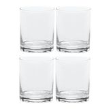 Jogo 4 Copos Baixo De Vidro Liso Água Whisky Drink 310ml