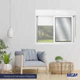 Janela De Correr Alumínio 2 Folhas Com Persiana Integrada Mgm Sólida 120cmx120cm Vidro Liso Incolor Branco