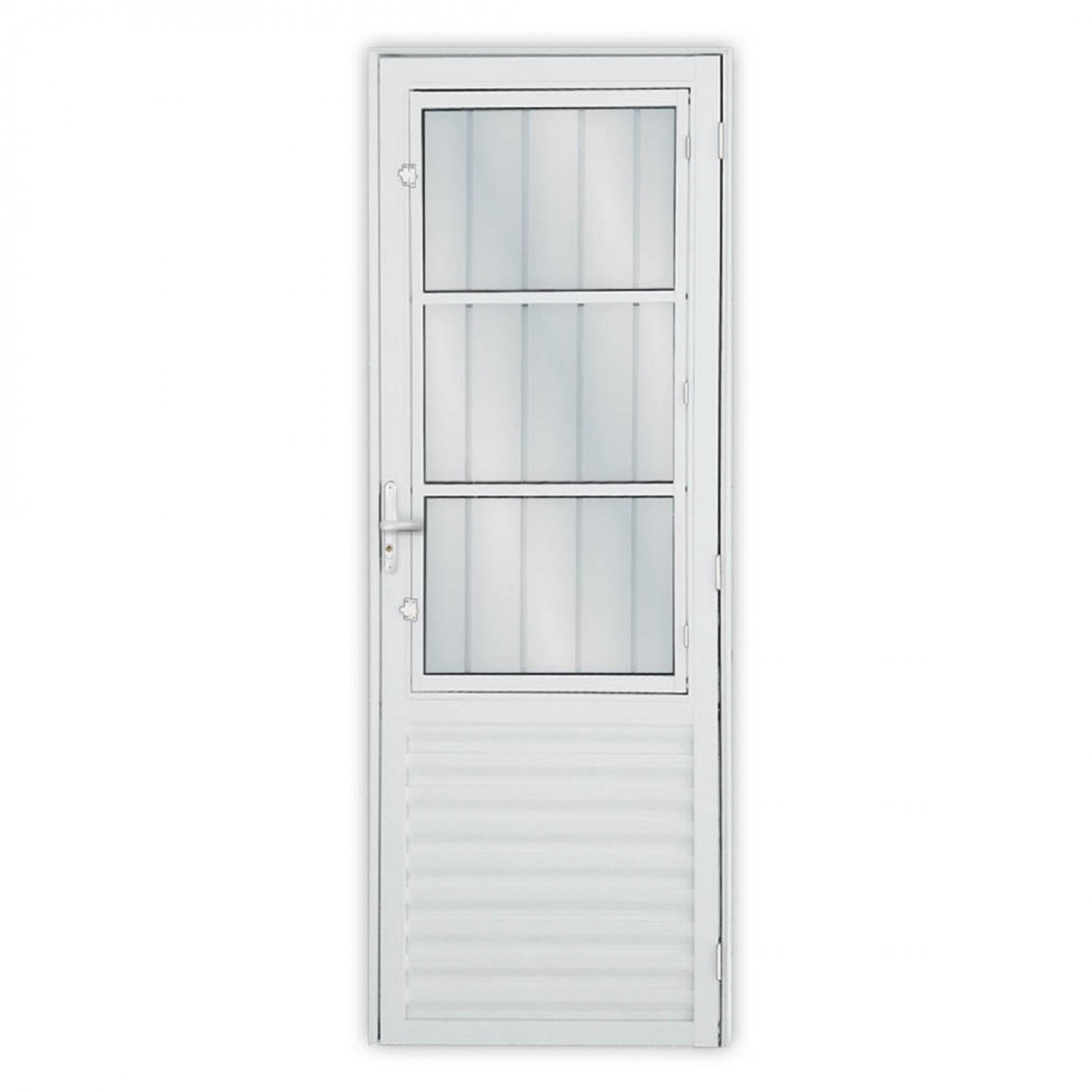 Porta De Alumínio Postico 210x80cm Com 3 Vidros Mini Boreal Linha Solida Mgm Branco