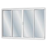 Janela De Alumínio De Correr 100x120cm 4 Folhas 2 Fixas Com Vidro Liso Linha Soft Mgm Branco Branco