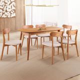 Conjunto Sala De Jantar Mesa 160x80cm Tampo Em Mdf Laminado 6 Cadeiras Ceci Yescasa Naturalíssimo