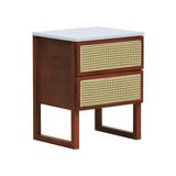 Mesa De Cabeceira Lyon 2 Gavetas - Amêndoa Branco