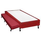 Cama Box Base C/auxiliar Solteiro Poli Tecido Wine (88x188x27) - Castor