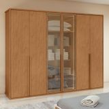 Guarda-roupa Casal Solaris 6 Portas Com Vidro 100% Mdf Amendoa Clean