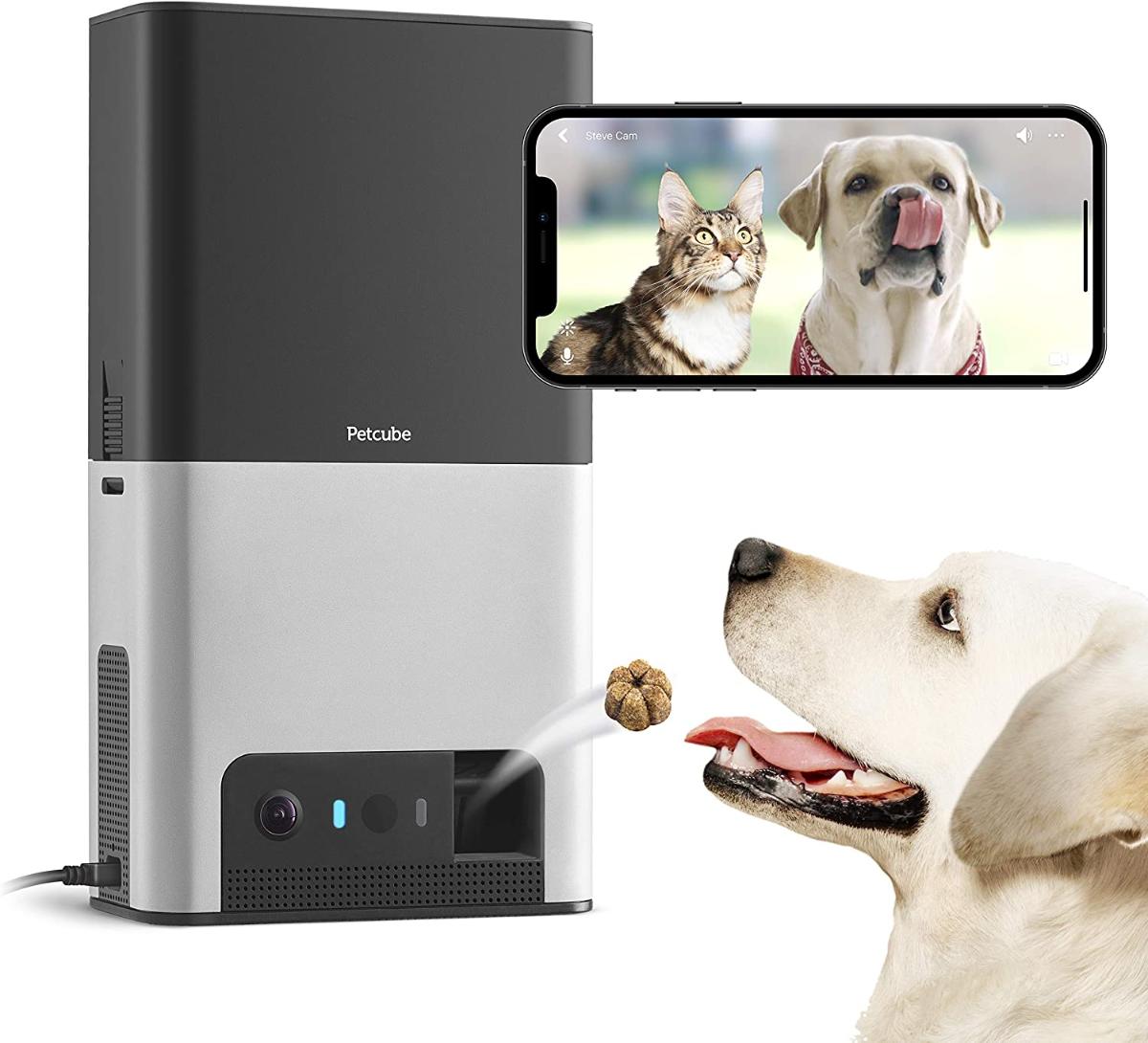 Petcube Câmera HD 1080p com Dispensador de Petiscos para Cães e Gatos Preto