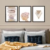 Kit 3 Quadros Clarinhos Suave Quarto 45x34cm - Com Vidro