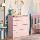 Cômoda De Bebê Com Trocador Doce Sonho 2523 Rosa Acetinado