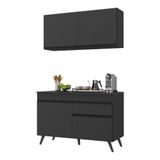 Armário De Cozinha Compacta 120cm Veneza Multimóveis V3687 Preto Preto