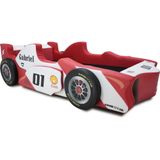 Cama Carro F1 Shock Solteiro Estofada - Cor Vermelha Tamanho:solteiro