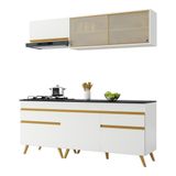 Armário De Cozinha Compacta 190cm Veneza Multimóveis V3707 Branco/dourado Branco/dourado