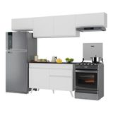 Armário De Cozinha Compacta 260cm Veneza Multimóveis V3697 Branco Branco